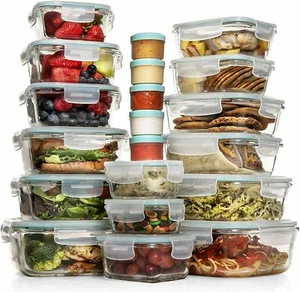 Razab Set of 35 PC Glass and Plastic Food Storage Containers with Airtight Lids - Picture 1 of 8