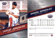 Daniel Gonzalez Signed 2018 Choice Salem Red Sox #NNO Card Auto AU