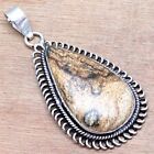 Pendant Picture Jasper Gemstone Mother'day Gift 925 Silver Jewelry 2.5"