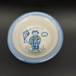 RARE MA Hadley Pottery 4.5" Boy w/ Kite Small Bowl/ Ramekin Bowl - Picture 1 of 5