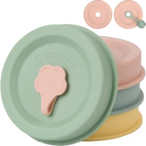 FlipFit Silicone Mason Jar Lids w/Straw Hole & Stopper Plug - INNOVATIVE - Picture 1 of 8