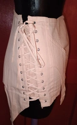 Vtg 40s Girdle Shaper Pink 2 Side Lace Up Open Bottom Boning AS IS PinUp  - Image 1 of 4