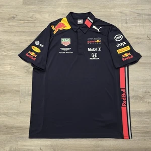 Puma Red Bull Formula 1 Racing Polo Shirt Mens XXL Blue Multicolor Sponsor Logos - Picture 1 of 19
