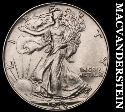 1946 Walking Liberty Half Dollar - Super Slider  High Grade  Lustrous  #F8456 - Image 1 of 2
