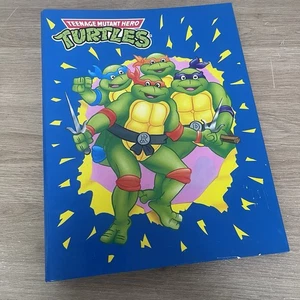 Carpeta retro vintage 1989 Teenage Mutant Ninja Turtles 2 anillos para escuela azul - Imagen 1 de 13