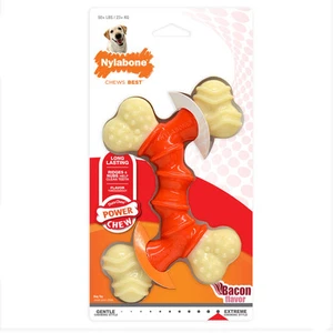 Nylabone Power Chew Double Bone Bacon Dog Chew Toy Peanut Butter 1ea/XL/Souper - Picture 1 of 9