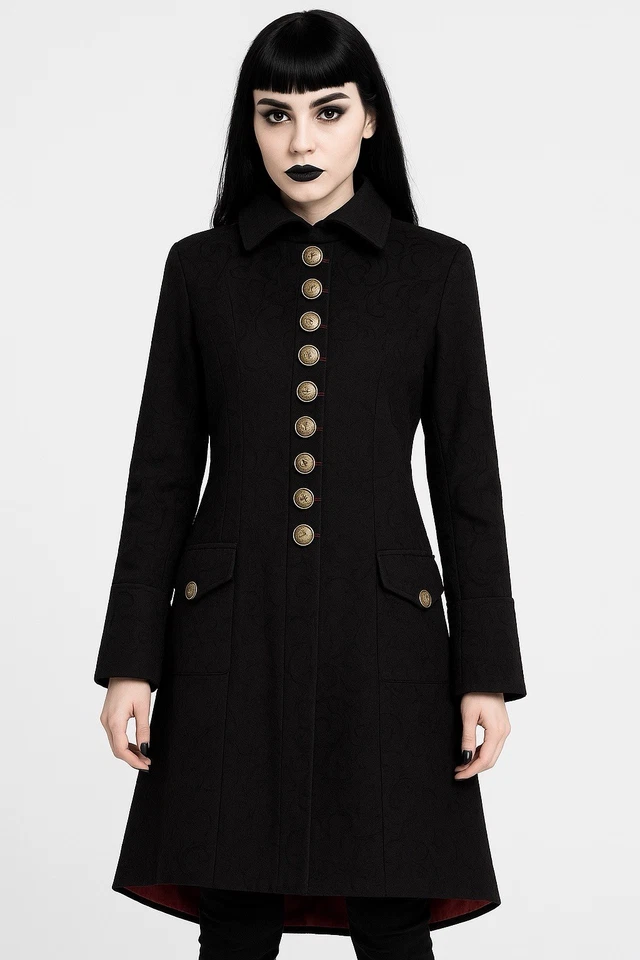 Abrigo Gótico Funhouse Para Mujer Talla M Negro Brocado Gótico Bruja Victoriano Steampunk Foto 1 de 4