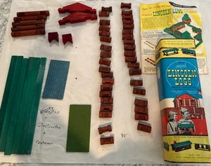 Original Lincoln Logs Set 1C Wooden Construction Toy, 53 pcs & manual & box - Picture 1 of 7