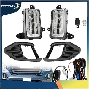 For GMC Sierra 1500 2019 2020 2021 AT4 LED Fog Lights Lamps W/Bezels Black Kits - Picture 1 of 13