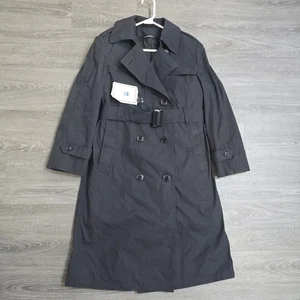 Military Black Trench Coat Double Breasted Rain Jacket W/ Liner Women's Size 10S - Picture 1 of 14