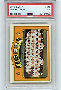 1972 TOPPS BASEBALL #487 DETROIT TIGERS TEAM CARD - PSA 7 NM (54980) - Picture 1 of 1
