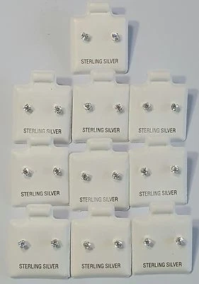 Aretes redondos de circonita cúbica de 3 mm 10 pares al por mayor de plata de ley 925. Foto 1 de 4