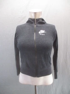 NIKE Size S Girls Gray Organic Cotton Blend Full Zip Hooded Track Jacket 302 - Picture 1 of 9