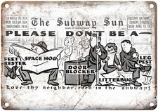 RARE vintage The Subway Sun, NYC Subway, railfan 12" x 9" Retro Metal Sign