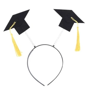 Topfunyy Graduation Headband Black Grad Hat Cap with Gold Tassel for 2024 Gra... - Picture 1 of 3