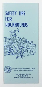 Safety Tips For Rockhounds North Carolina Minerals Gems Travel Brochure - Picture 1 of 3