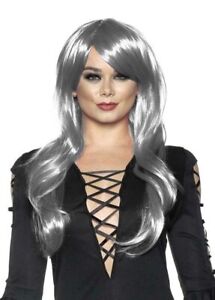 Underwraps Long Sassy Womens Adjustable Adult Costume Wig Grey Silver