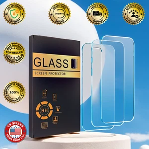3 Pack of 9H Tempered Glass Pro+ Quality Screen Protector For iPhone 13 14 & 15 - Photo 1 sur 33