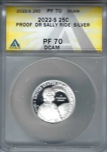 2022-S DR Sally Ride Proof Silver Certified Authenticated ANACS PF70 Quarter! - Picture 1 of 2