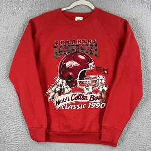 Vintage Arkansas Razorbacks Sweatshirt MENS Large 1990 Cotton Bowl USA Made - Picture 1 of 9