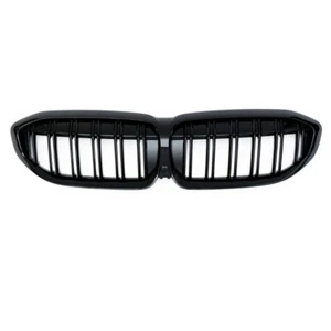 Fit 2019-2021 BMW 3-Series G20 G21 Front Bumper Kidney Grille Shiny Black D-Bar - Picture 1 of 5