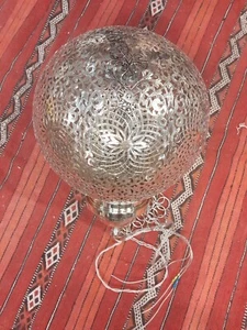 Moroccan ball Light pendant silver H30 x W20cms - Picture 1 of 1