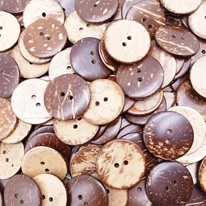 200Pcs 1 Inch New Thick Natural Coconut Shell Buttons for Art DIY Craft Supplies - Picture 1 of 8
