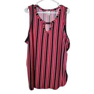 NYC Top Womens 3x Sleeveless Striped Keyhole Neck Soft - Picture 1 of 13