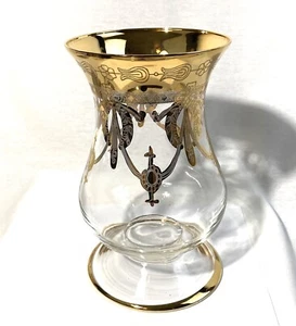 SC Line Italy 24K Gold Encrusted Crystal Glass Vase - Picture 1 of 3