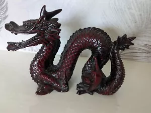 Chinese red resin Feng Shui dragon figurine. Good luck symbol. Hong Tze - Picture 1 of 19