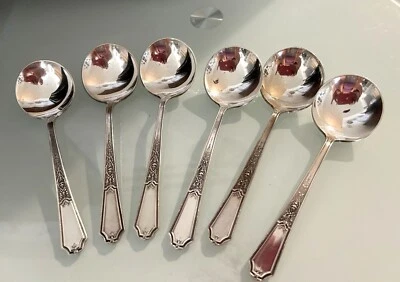 IS/Rogers ANCESTRAL Cucharas Sopera Caldo Plateado 5 3/8 pulgadas - Juego de 6 Foto 1 de 4