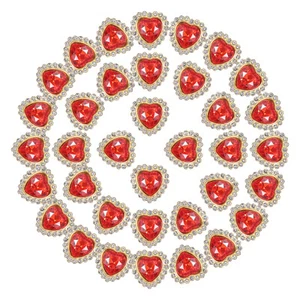 40Pcs 16mm Sew on Rhinestones Crystal Heart Shaped Rhinestones Red - Picture 1 of 7