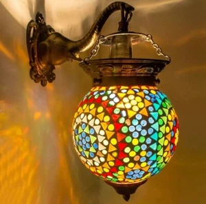 Turkish Mosaic Moroccan Wall lamp Hanging Elephant Bracket Light Multicolor - Picture 1 of 5