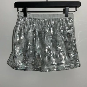 Cherokee Girls Size Medium 7/8 Silver Sequin Skirt - Picture 1 of 3