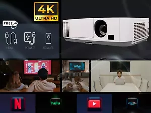 High Quality✅ 4K Supported Home Theater Cinema TV Projector 4000 ANSI 2x HDMI - Picture 1 of 11