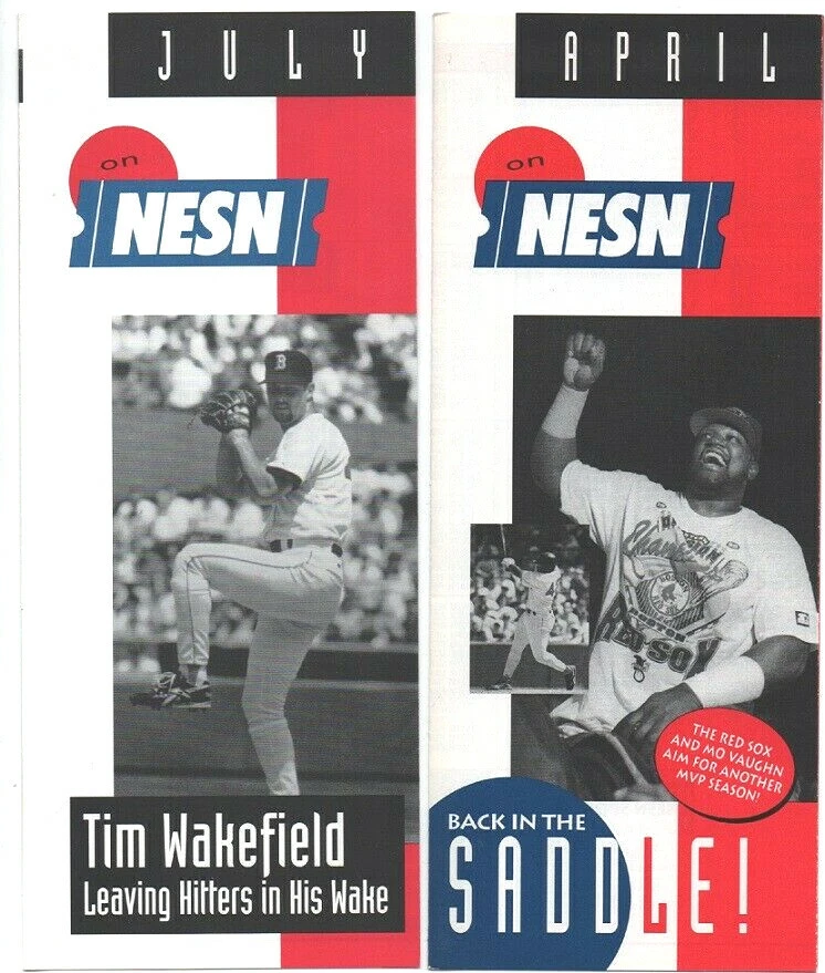1996 Boston Red Sox Mo Vaughn Tim Wakefield NESN Ad Brochures Schedule - Image 1 of 1