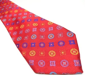 Corbata XMI Platino Para Hombre 100% Seda Roja con Patrón Geométrico Corbata Hecha a Mano - Imagen 1 de 9