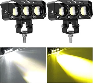 2 Piezas 60W LED Amarillo/Blanco Doble Color Motocicleta Conducción Luces Antiniebla ATV SUV UTV - Imagen 1 de 10