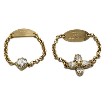 Auth LOUIS VUITTON Set Ring Lady LV M1604M Gold Clear TE1215/TE0235 Ring #6 1/2 - Image 1 of 4