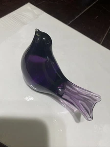 Vintage lila Kunst Glas Taube Vogel große Figur Briefbeschwerer - Bild 1 von 6