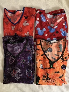 Lot 4 women's Size 3XL Scrubstar & Disney Halloween,Mickey,Villains Scrub Top - Picture 1 of 5