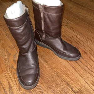 Bama Lams Stiefel Herren Gr. 9,5 Deutsch Lammfell Shearling Leder Reißverschluss Sherpa Braun - Bild 1 von 18