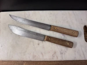 Forgecraft Hi-Carbon Steel Butcher Knife & Carving Knife Wood Handle Vintage USA - Picture 1 of 9