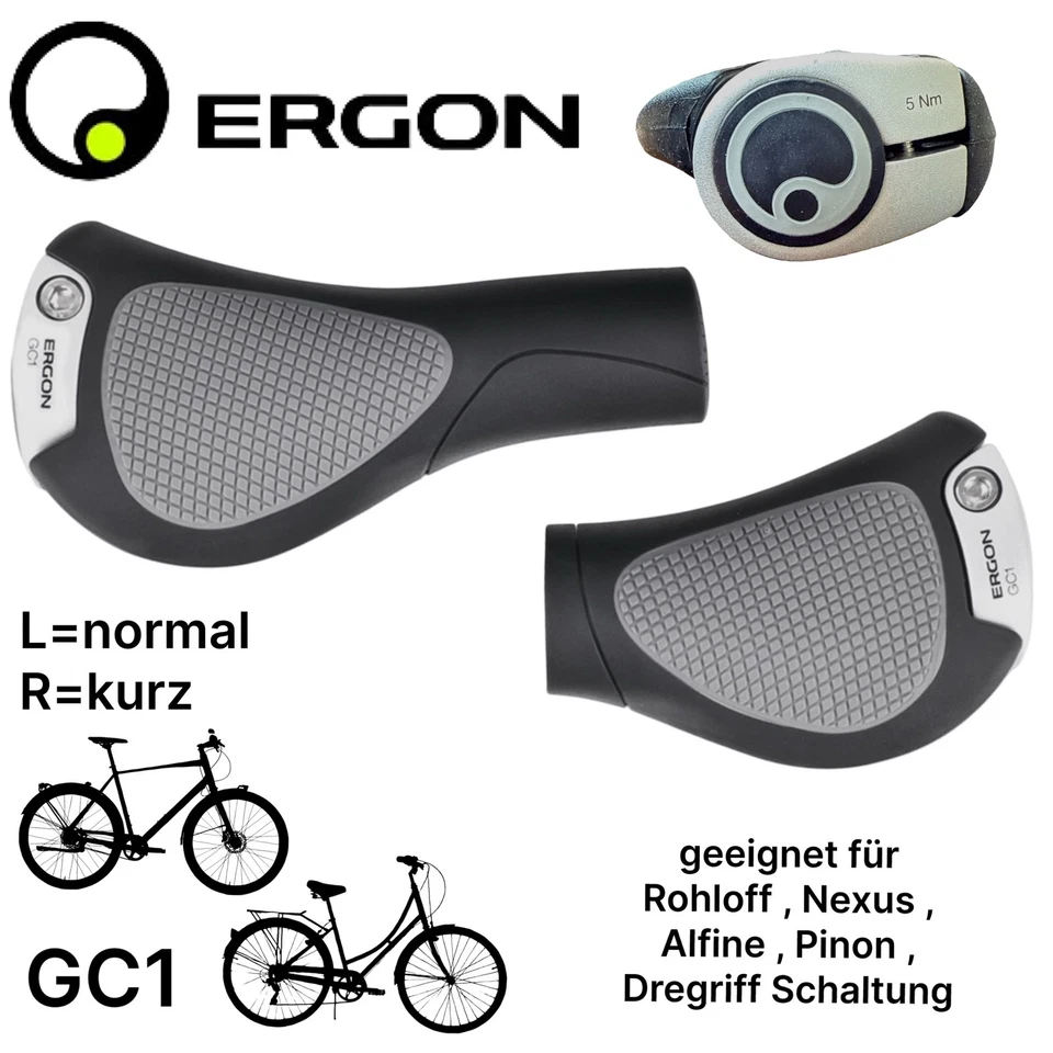 Ergon GC1 Rohloff / Nexus City Ergo Fahrrad komfort Griffe Ebike Tour - Bild 1 von 1