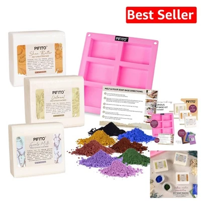 Elegant Soap-Making Supplies: 3 lbs Natural Melt & Pour Base + Colorants - Image 1 of 4