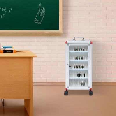 Caja de almacenamiento moderna para teléfono celular 60 ranuras gabinete de almacenamiento para teléfono portátil plateado Foto 1 de 4