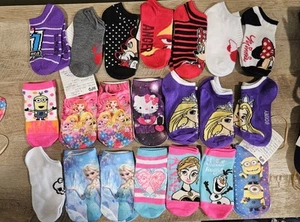 Girl Socks *SAMPLES* 21 Pairs Size 6-8 years Disney Frozen Monster High Minnie - Picture 1 of 6