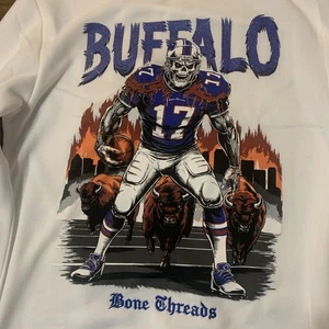 Buffalo Bills NFL Large White Crewneck Sweatshirt Josh Allen Bone Threads - Picture 1 of 11