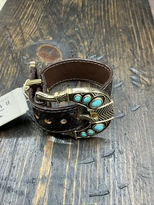 Barse Buckle Bracelet- Turquoise, Bronze & Leather- NWT - Image 1 of 4