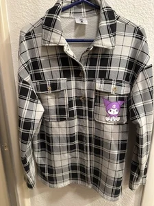Kuromi by Sanrio HYBRID Juniors Size Medium Longsleeve Plaid Shirt/ Jacket - Picture 1 of 5